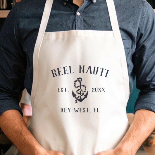 Navy Blue Rustic Anchor Custom Boat Name Standaard Schort