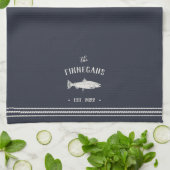Navy Blue Rustic Fish op maat Theedoek (Gevouwen)