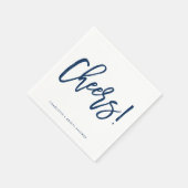 Navy Blue Rustic Hand Lettering Cheers Wedding Servet (Hoek)