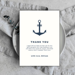 Navy Blue Rustic Nautical Anchor Baby shower Bedankkaart