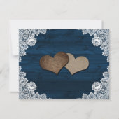 Navy Blue Rustic Wood Sunflower Wedding Aankondiging (Achterkant)