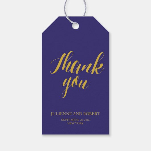 Navy Blue rustieke chique bruiloft dank u cadeau l Cadeaulabel (Voorkant)