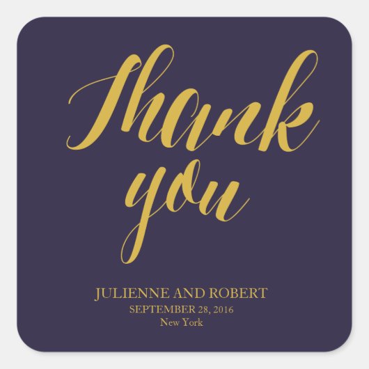 Navy Blue rustieke chique bruiloft dank u Stickers (Voorkant)