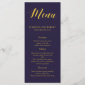 Navy Blue rustieke chique bruiloft menu (Voorkant)