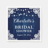 Navy Blue rustieke houten kant Vrijgezellenfeest Servet (Voorkant)