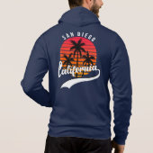 Navy Blue San Diego Fleece Zip Sweat - shirt à cap (Dos)