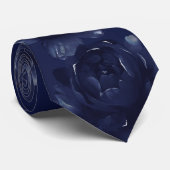 Navy Blue Sapphire Peony Wedding Stropdas (Opgerold)