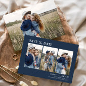 Navy Blue Save the Date 4 Photo Simple