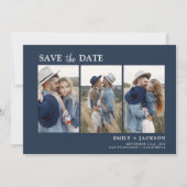 Navy Blue Save the Date 4 Photo Simple (Devant)