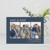 Navy Blue Save the Date 4 Photo Simple (Debout devant)