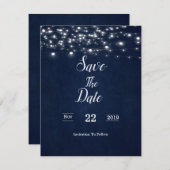 Navy Blue Save the Date Card (Voorkant / Achterkant)