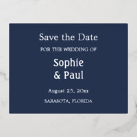 Navy Blue Save the Date Folie Invitation Briefkaar