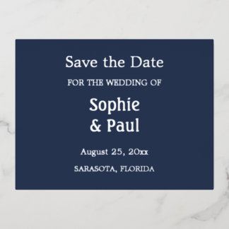 Navy Blue Save the Date Folie Invitation Briefkaar Uitnodiging Briefkaart