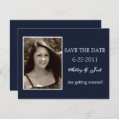 Navy Blue Save the Date Inviting (Voorkant / Achterkant)