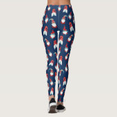 Navy Blue Schattige Gnome Elf Modern Nordic Patter Leggings (Achterkant)