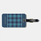 Navy Blue Scottish Tartan Pattern Bagagelabel (Achterkant horizontaal)