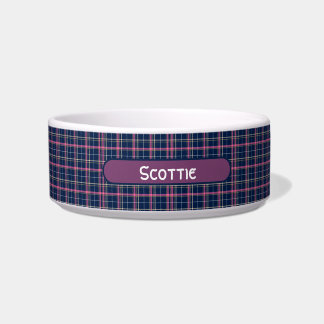 Navy Blue Scottish Tartan Pset Pink White Stripe Voerbakje