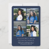 Navy Blue Script 5 Photo Afstuderen Aankondiging (Achterkant)
