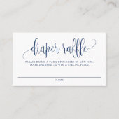 Navy Blue  Script Baby shower Diaper Raffle Visitekaartje (Voorkant)