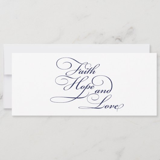 Navy Blue Script Christelijke bruiloft uitnodiging (Achterkant)