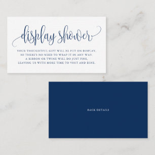 Navy Blue  Script Display Shower Visitekaartje