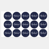 Navy Blue Script - Gepersonaliseerd monogram en na Labels (Vel)
