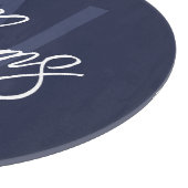 Navy Blue Script - Gepersonaliseerd monogram en na Snijplank (Hoek)