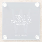 Navy Blue Script Specialized Groomsman's Name Glazen Onderzetter (Achterkant)