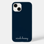 Navy Blue Script | Stijlvol Monogram Modern Case-Mate iPhone Case (Achterkant)