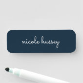 Navy Blue Script | Stijlvol Monogram Modern Naamplaatje (In situ)