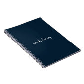 Navy Blue Script | Stijlvol Monogram Modern Notitieboek (Rechterzijde)