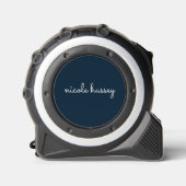 Navy Blue Script | Stijlvol Monogram Modern Rolmaat (Voorkant)