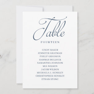 Navy Blue Script Table Number Seating Chart Kaart