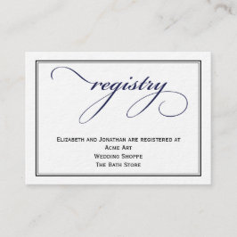 Navy Blue Script Wedding Registry Information Kaar Informatiekaartje