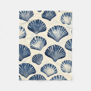 Navy Blue Sea schelpen patroon Fleece Deken