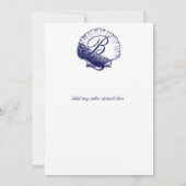 Navy Blue Sea Shells Weddenschap Kaart (Achterkant)