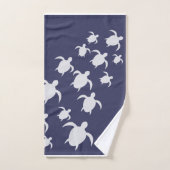 Navy Blue Sea Turtle Bathroom Hand Towel  Bad Handdoek (Handdoek)
