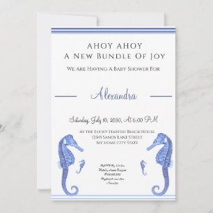 Navy Blue Seahorse Ahoy is een jongen Baby shower