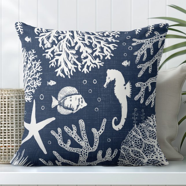 Navy Blue Seahorse Sierkussen (Creator heeft geüpload)
