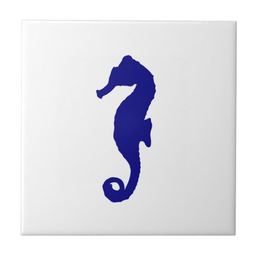 Navy Blue Seahorse Tegeltje (Voorkant)