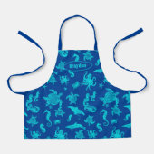Navy Blue Sealife Pattern Kinder Schort (Voorkant)