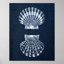 Navy Blue Seashell Print nr. 9 Beach Wall Decor