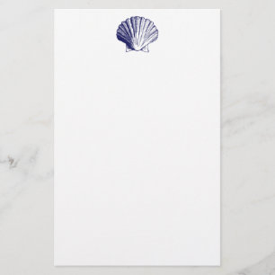 Navy Blue Seashell Stationery Briefpapier