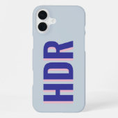 Navy Blue Shadow Monogram pattern with Name iPhone Hoesje (Achterkant)