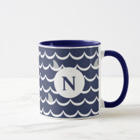 Navy Blue Shark Fin Monogram Mok