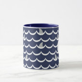 Navy Blue Shark Fin Monogram Mok (Midden)