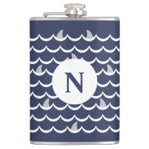 Navy Blue Shark Fin Monogram Mok