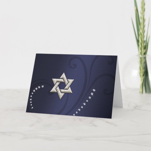 Navy Blue Shimmer met Silver Star Kaart (Voorkant)