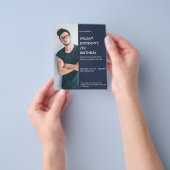 Navy Blue Sidebar Foto 21st Birthday, uitnodiging Flyer (Hand)