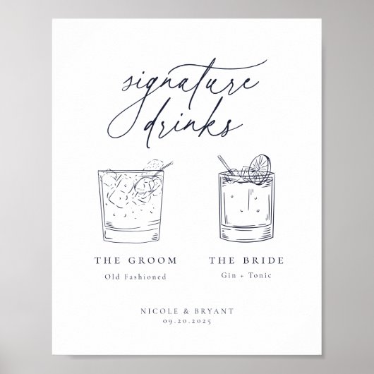 Navy Blue Signature Drinken Poster (Voorkant)